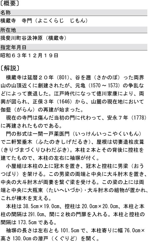 横蔵寺寺門 （町指定・建造物）の概要と解説の画像